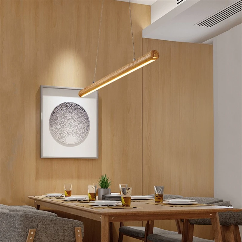 Lampe Led suspendue en bois au design nordique, luminaire décoratif d'intérieur, idéal pour un bureau, une salle à manger ou une cuisine