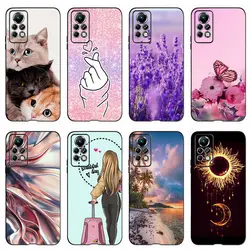 For Infinix Note 11S Case Black Capa Cartoon Pating Protection Soft Liquid Silicone Phone Case For Infinix Note 11 Pro Cover