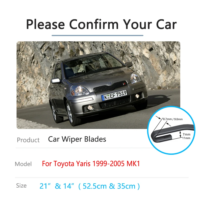 Car Wiper Blades for Toyota Yaris 1999~2005 MK1 Front Window Windscreen Wipers Blades Car Accessories 2000 2001 2002 2003 2004