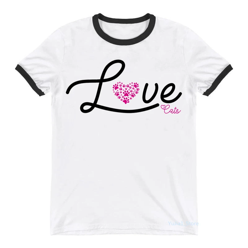 

Love Cats Graphic Print Women'S T-Shirt Cat Paw Tshirt Femme Summer Fashion T Shirt Female Harajuku Shirt Tumblr Clothes Tops