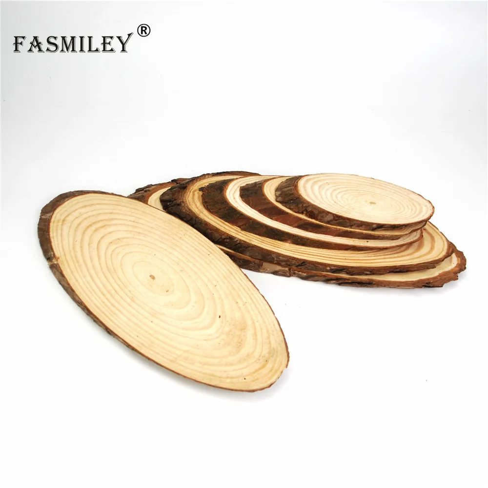Small Natural Oval Wood Slices Circles Tree Bark Log Discs DIY Crafts Wedding Party Painting Decoration 10-30cm 1pcs wd05
