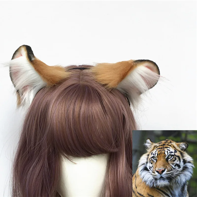 

Tiger Wolves Wolf Ears Hair Hoop Hairbands Headwear Women Cosplay Costume Accessories Hand Made