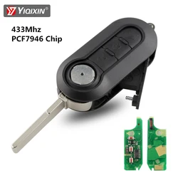 YIQIXIN 3 Buttons 433Mhz PCF7946 Chip Car Remote Key For Fiat 500 Doblo Qubo Grande Punto 2006-2013 Delphi BSI System