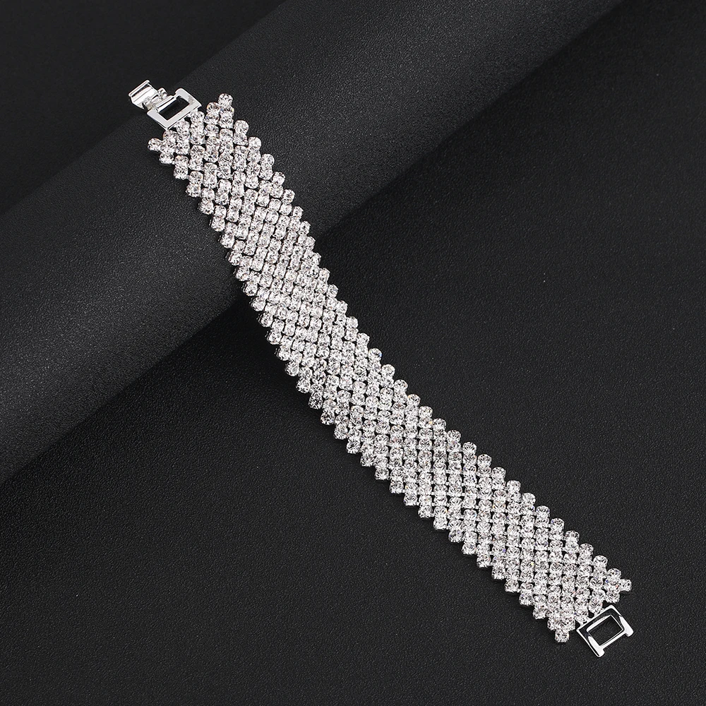 TREAZY Fashion Crystal Bracelets For Women Silver Color Rhinestone Bracelets & Bangles Femme Bridal Prom Wedding Jewelry Gift