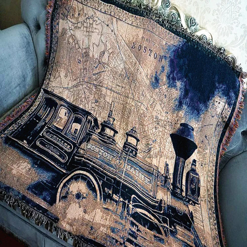 

Shabby chic train cotton vintage carpet thick rural style sofa throw blanket bed cover living room bedroom Felts tapestry