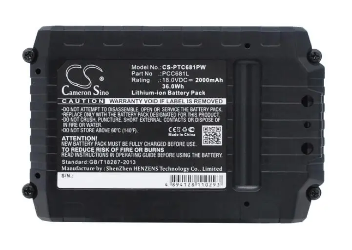 cameron sino 2000mah battery for PORTER CABLE PCC601 PCC681L PCC680L PCC681L PCC685L Power Tools Battery