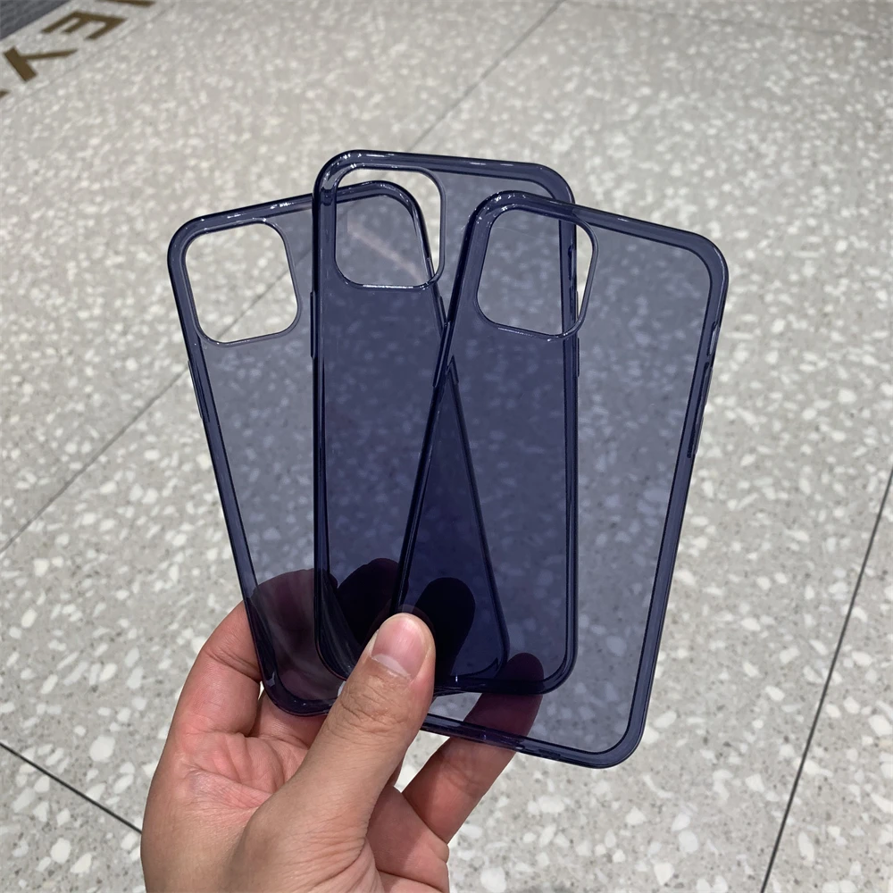 Ultra Thin Navy Blue Clear Phone Case For iPhone 13 12 11 Pro Max XS XR X Soft TPU Silicone For iPhone 6 6s 7 8 Plus Back Cover