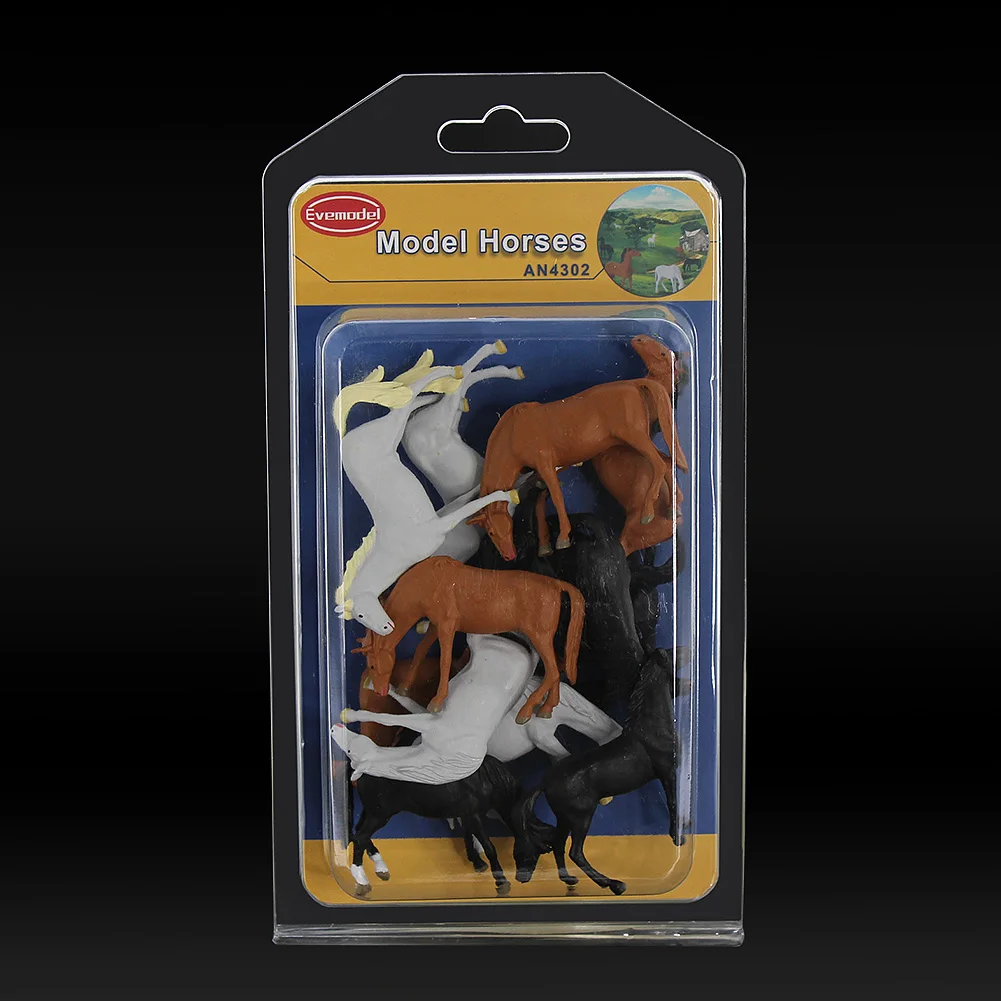 Evemodel 12pcs/24pcs O Scale 1:43 PVC Model Horses Animals Stock Railway Scenery AN4302