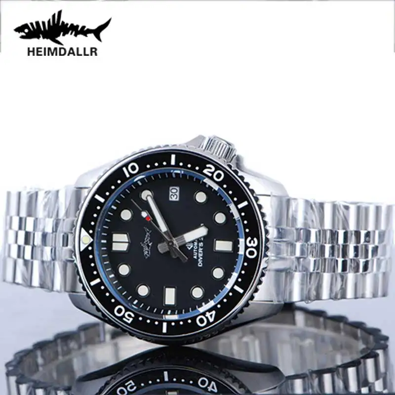 Imagem -03 - Heimdallr Skx007 Nh35 Automático Mecânico Relógios de Pulso Safira Jubileu Pulseira Luminosa 200m Sharkey Mergulho Relógio de Luxo Masculino