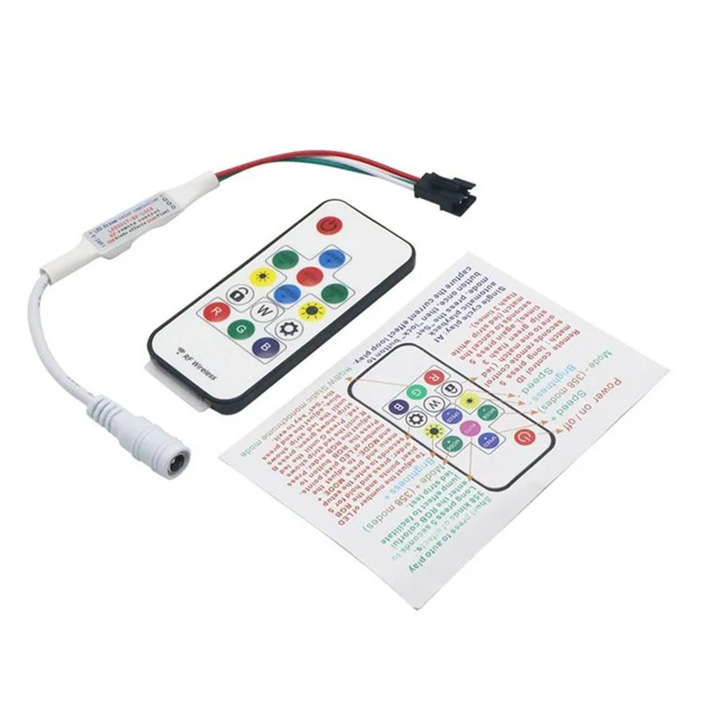 SP103E DC5V/12v WS2801 WS2812B DC12V 2811 Mini Digital RGB LED Strip Controller 14Key RF Wireless Remote 2048Pixels LED