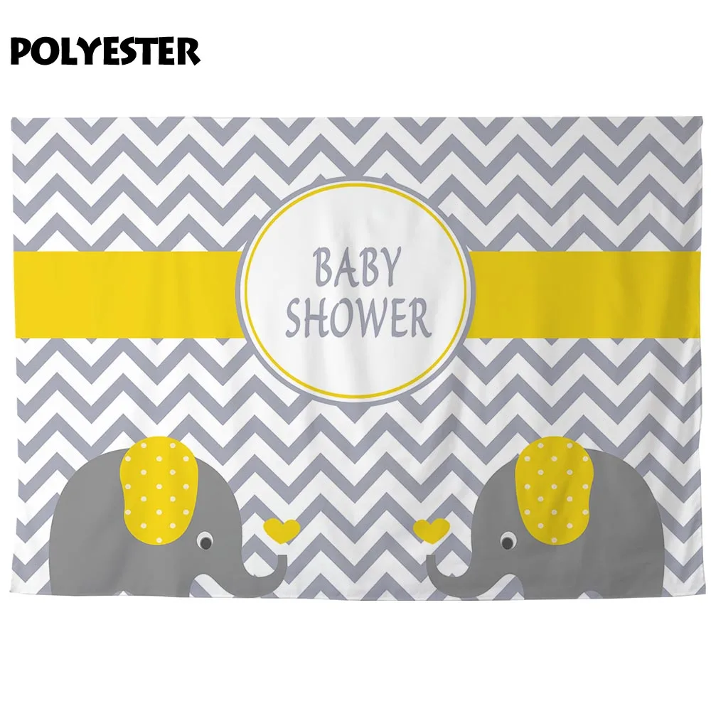 Allenjoy 사진 배경 쉐브론 노란색 코끼리 베이비 샤워 생일 배경 사진 스튜디오 사진 배경