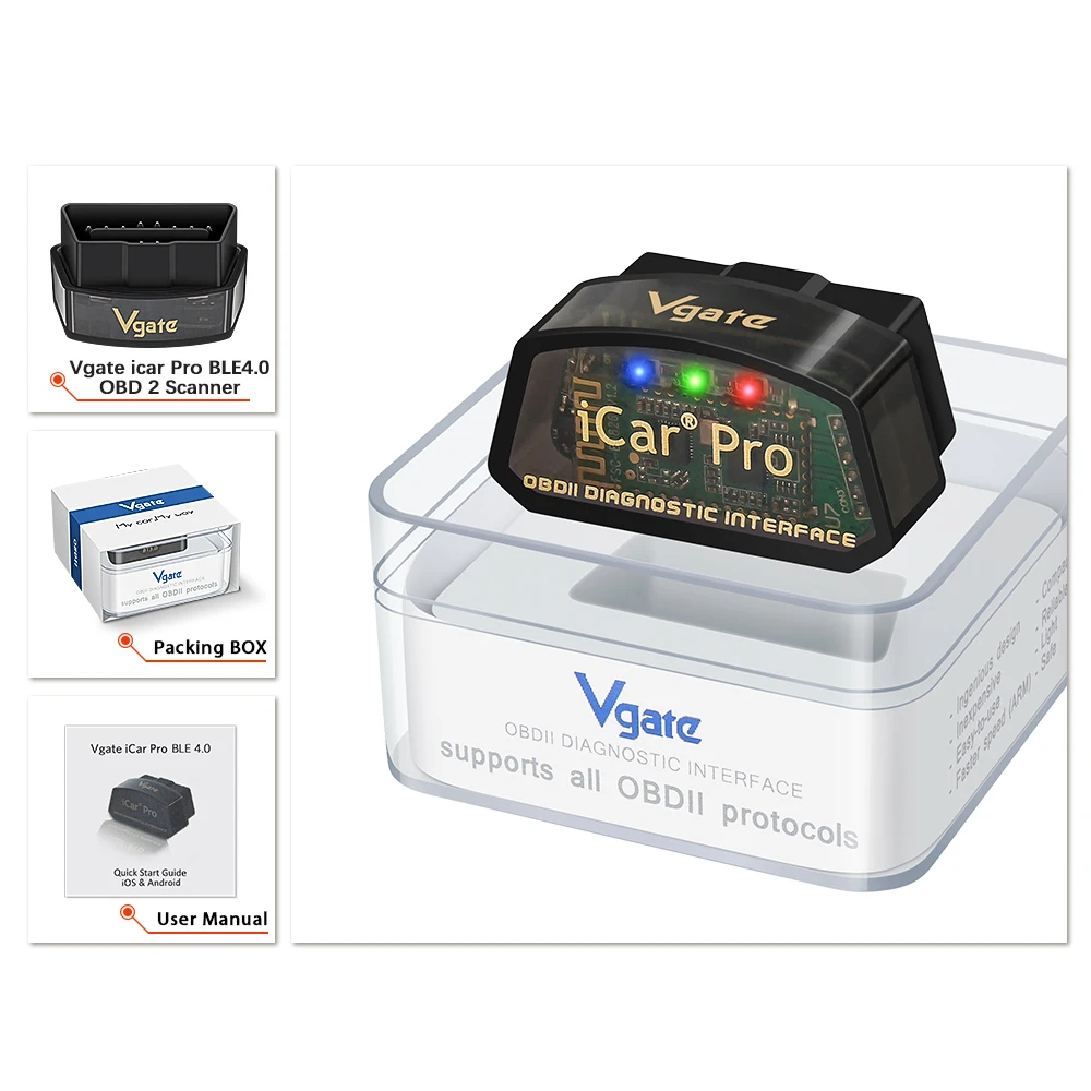 Vgate iCar Pro Bluetooth 4.0 OBD 2 ELM327 V2.3 iCar2 OBD2 Scanner ELM 327 odb2 For Android/IOS Car Diagnostic Auto Tool