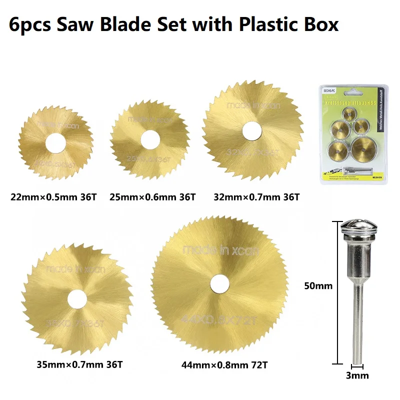 CMCP – Mini lames de scie circulaire HSS à revêtement en titane, outils rotatifs, disque de coupe pour le bois, 6 pièces