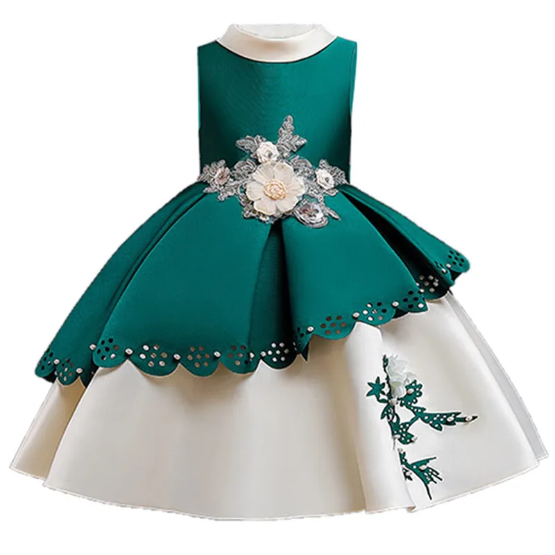 2021 Bridesmaid Dress Girls Embroidery Kids Dresses For Girls Costumes Elegant Party Princess Dress New Year Children clothing