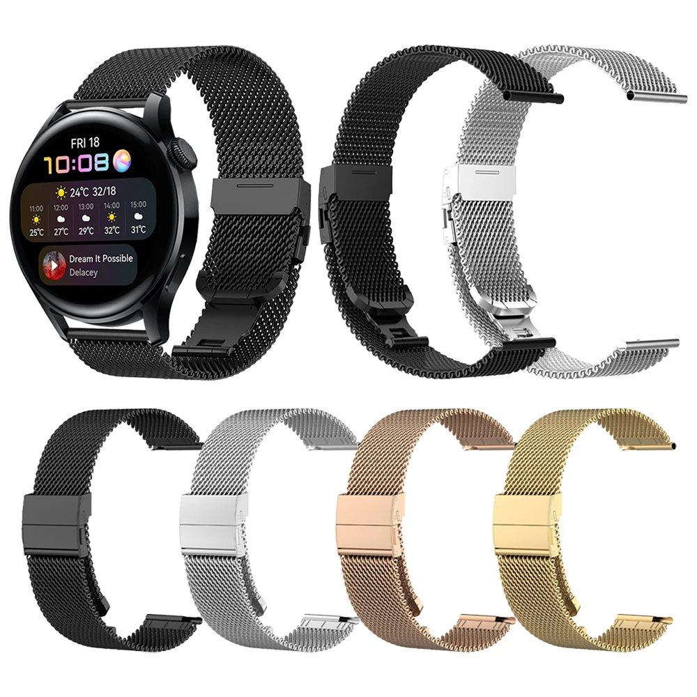 Metal Mesh Belt Strap For HUAWEI WATCH 3 Band GT 2 Pro Stainless Steel Bracelet For HONOR MagicWatch 2 46mm Wristband Watchband