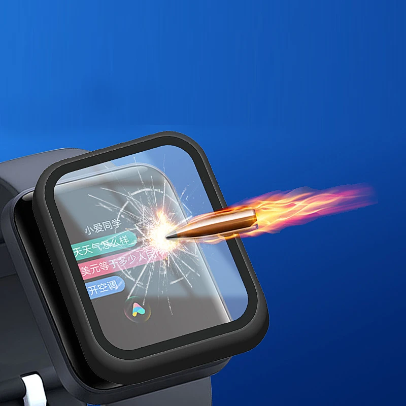 Carcasa dura brillante para Xiaomi Mi Watch Lite/Redmi, Protector de pantalla de vidrio, accesorios