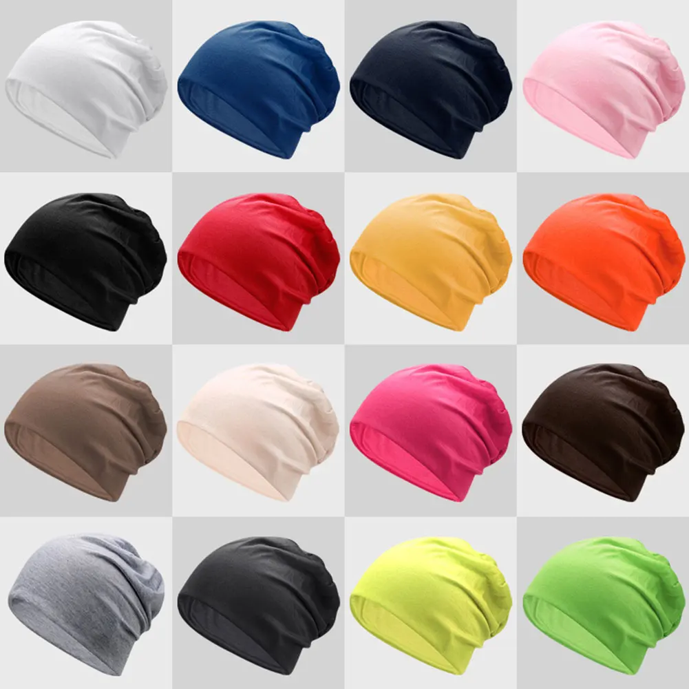 New Fashion Summer Women Men Stylish Beanie Hat Autumn Male Thin Soft Solid Color Stretch Cap Gorra Hombre 16#