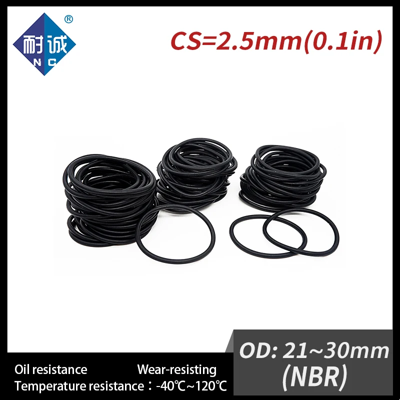 10PCS/Lot Rubber Black NBR Thickness CS2.5 OD21/22/23/24/25/26/27/28/29/30*2.5mm O Ring Gasket Oil Resistant Waterproof.-.