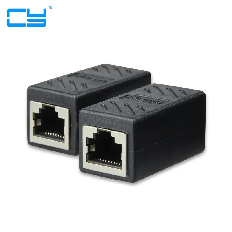 Black Female to Female Network LAN Connector Adapter Coupler Extender RJ45 Ethernet Cable Join Extension Converter Coupler