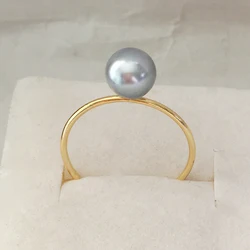 drop free shipping,100% NATURE AKOYA seasalt PEARL RING ,real 14k gold filled ring,7 MM akoya