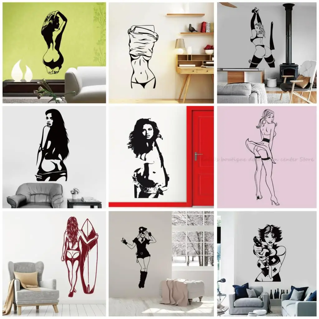 

Sexy woman girl vinyl wall sticker fashion female care club beauty salon home bedroom living room art deco sticker mural poster