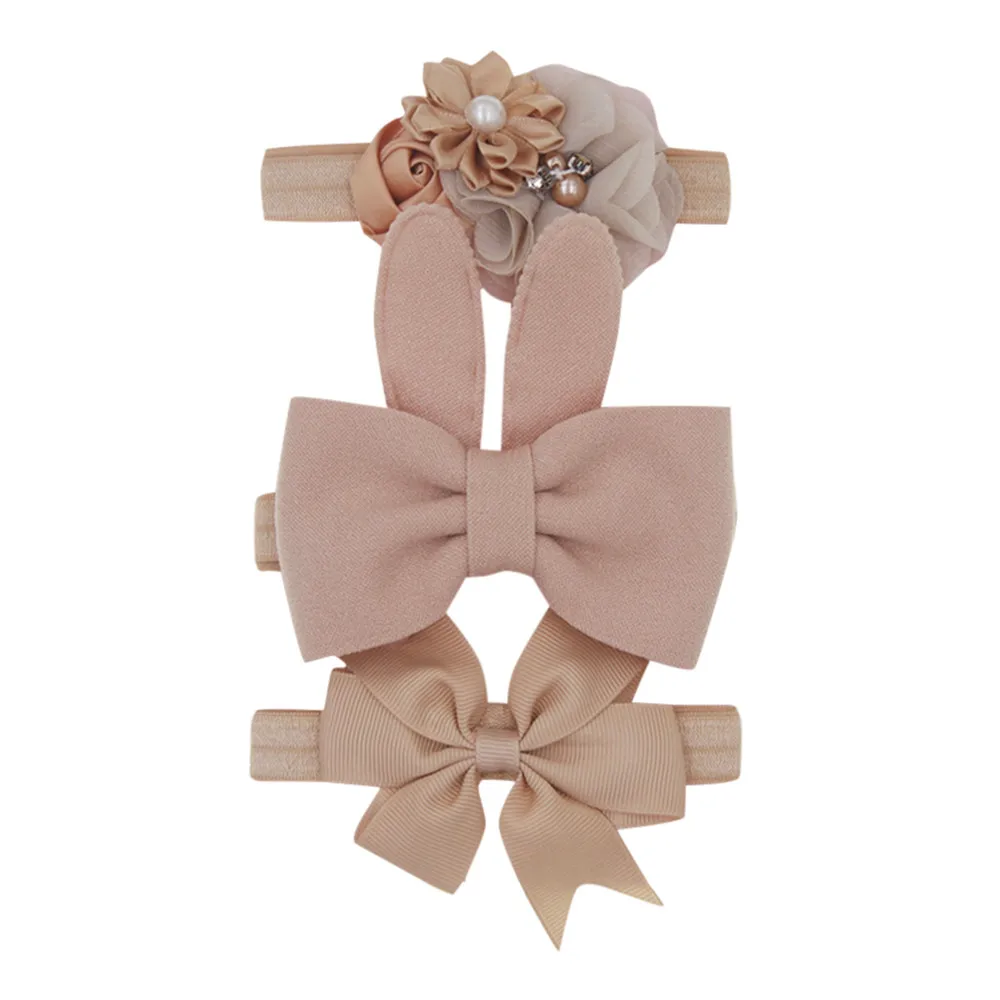 

New 3pcs/lot Kids Baby Girls Floral Headband Chiffon Ribbon Bowknot Hair Accessories Hairband Set Elastic Children Kids Headwear