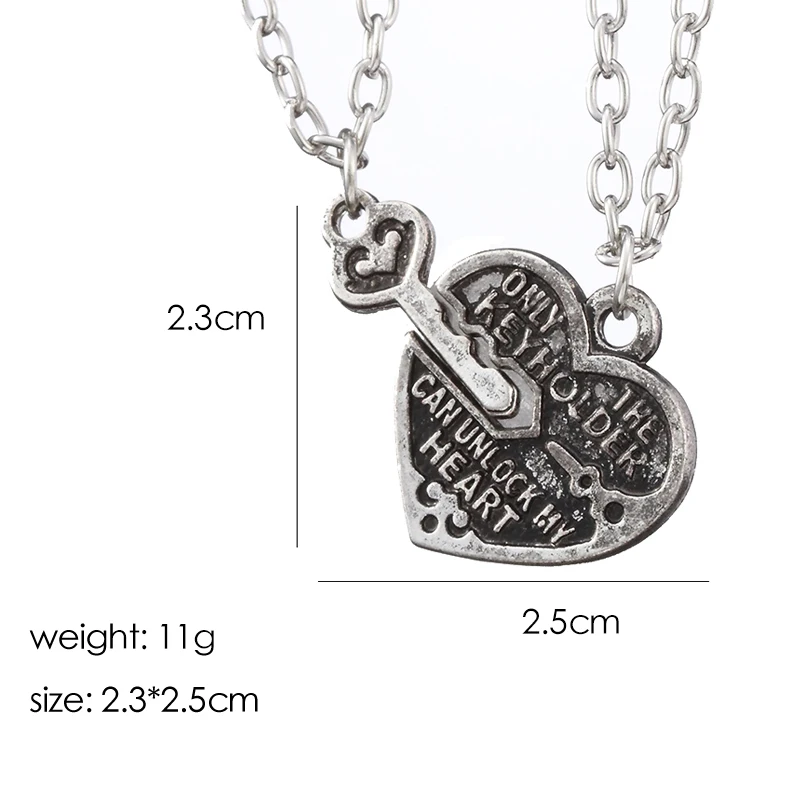 Hot Heart Necklace With Letters ONLY THE KEYHOLDER CAN UNLOCK MY HEART Necklace& Pendant For Girlfriend Boyfriend Gifts