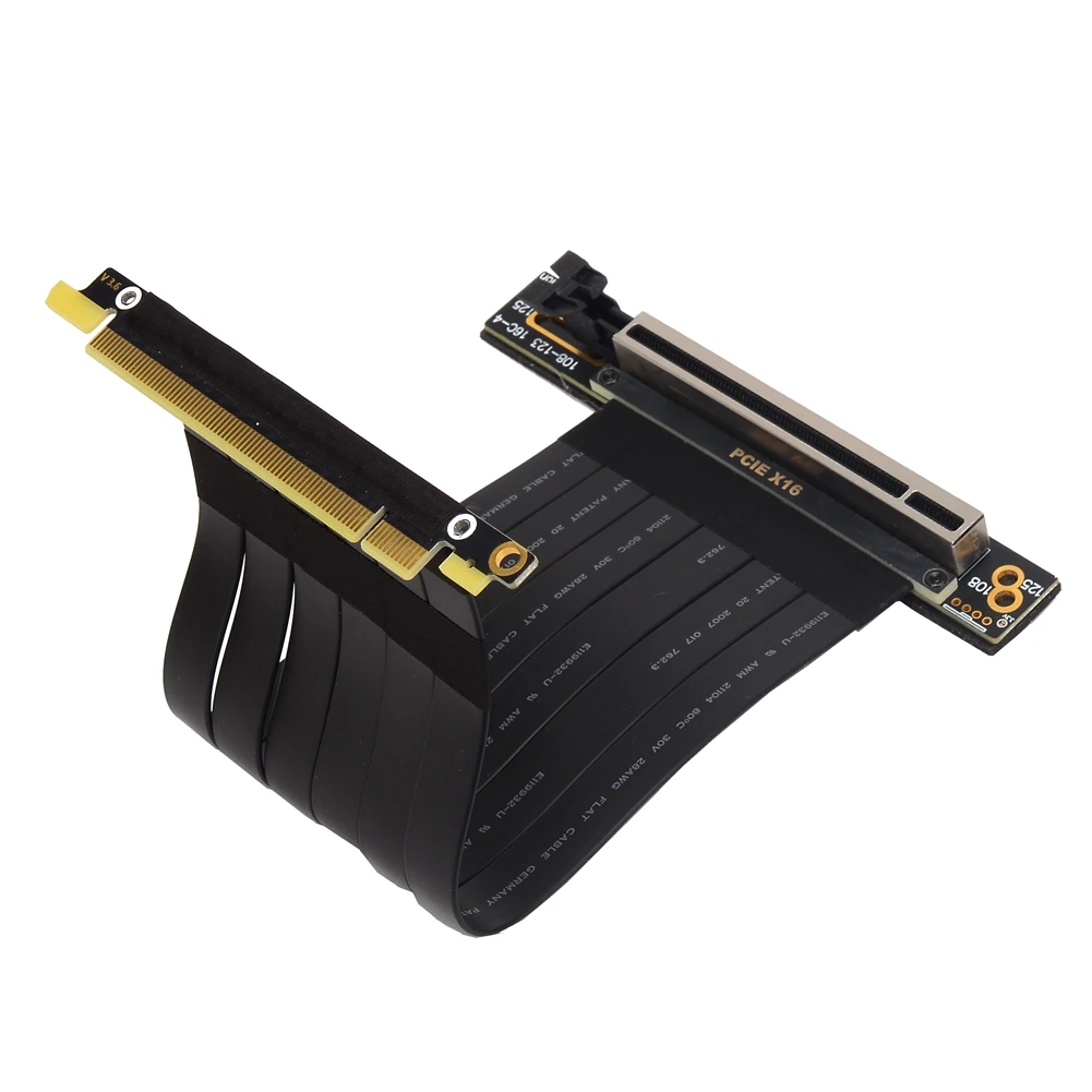Cabo de Extensão Vertical para Gráficos, Riser Ribbon Extender, Pci Express, Masculino, 90 Ângulo Direito, PCIe 3.0, X16
