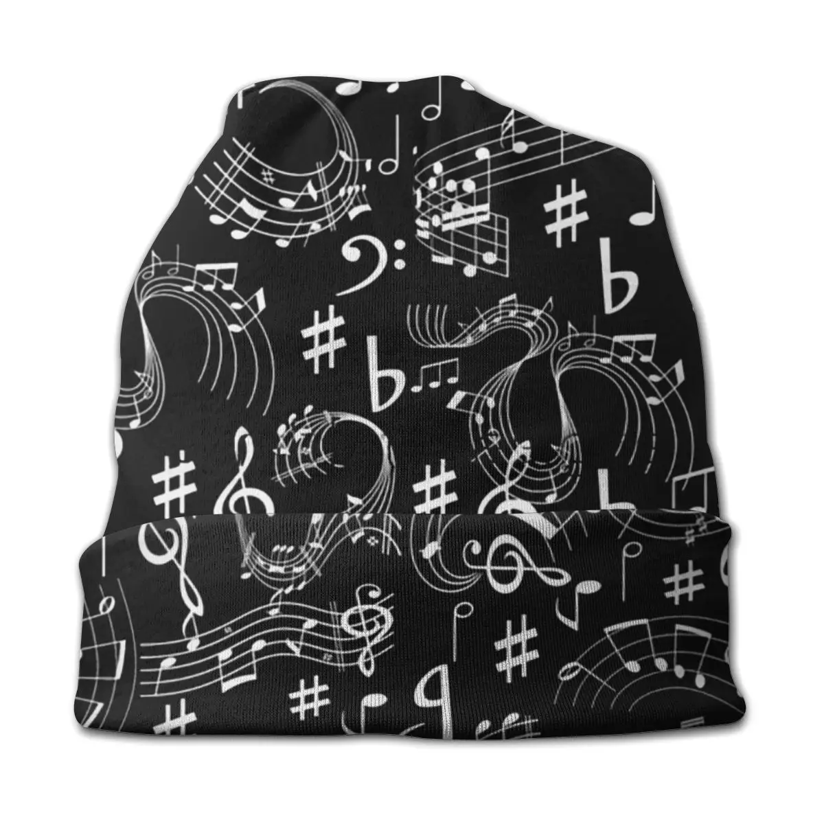 Music Musical Notes Washed Warm Bonnet Outdoor Casual Beanies Protection Men Women Hats