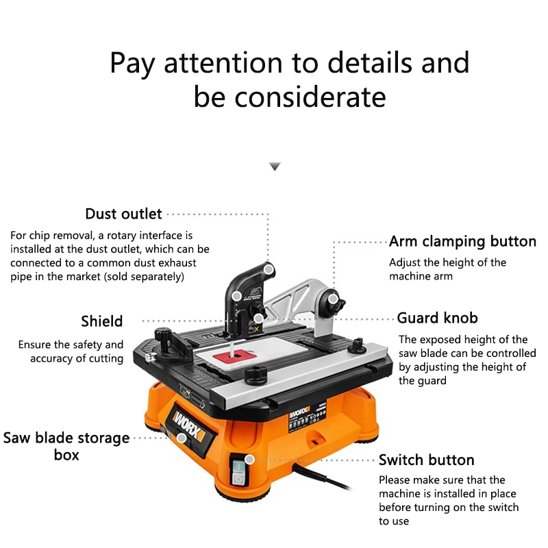 220V Multi-function Table Saw WX572 Jigsaw Chainsaw Cutting Machine Sawing Tools Woodworking 650W Domestic Power Tools 1PC