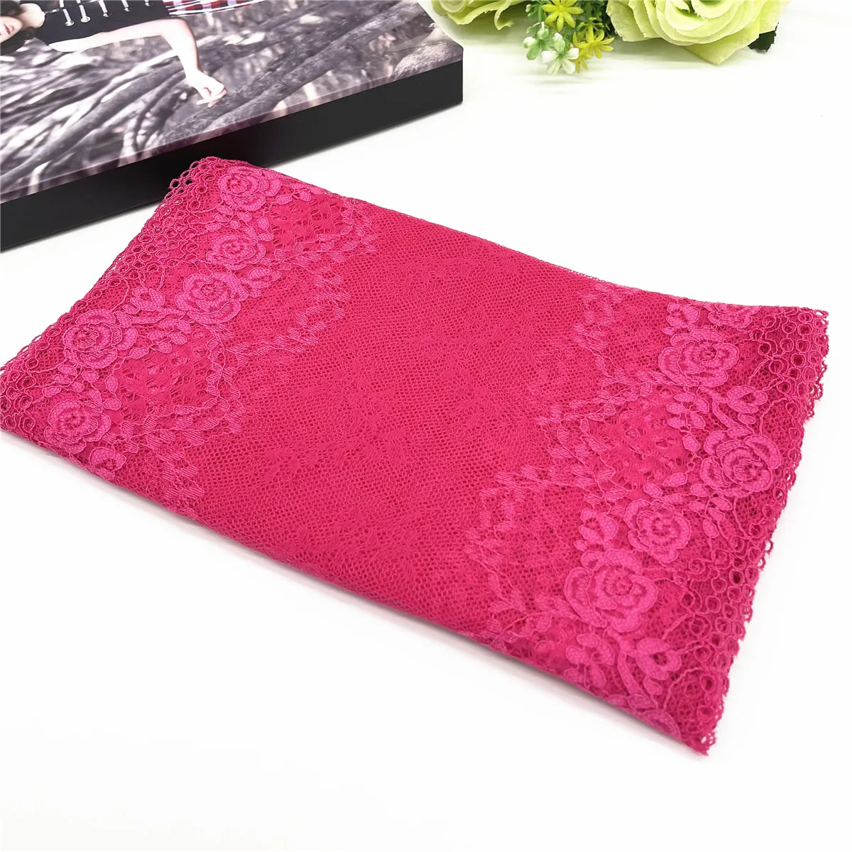 

3y/lot Width 23cm Violet Fuchsia Elastic Stretch Lace trim Skirt Hem Underwear Sewing Craft DIY Apparel Fabrics Lace Ornaments