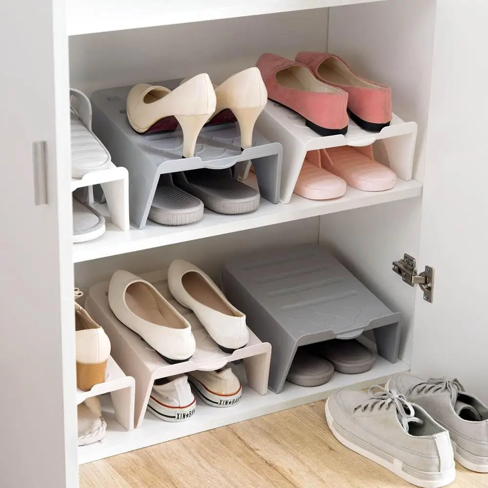 4PCS/Set Shoe Stand Shoes Organizers Storages Household Living Room Organizer Rack Plastic Shoe Slippers Storage Rack