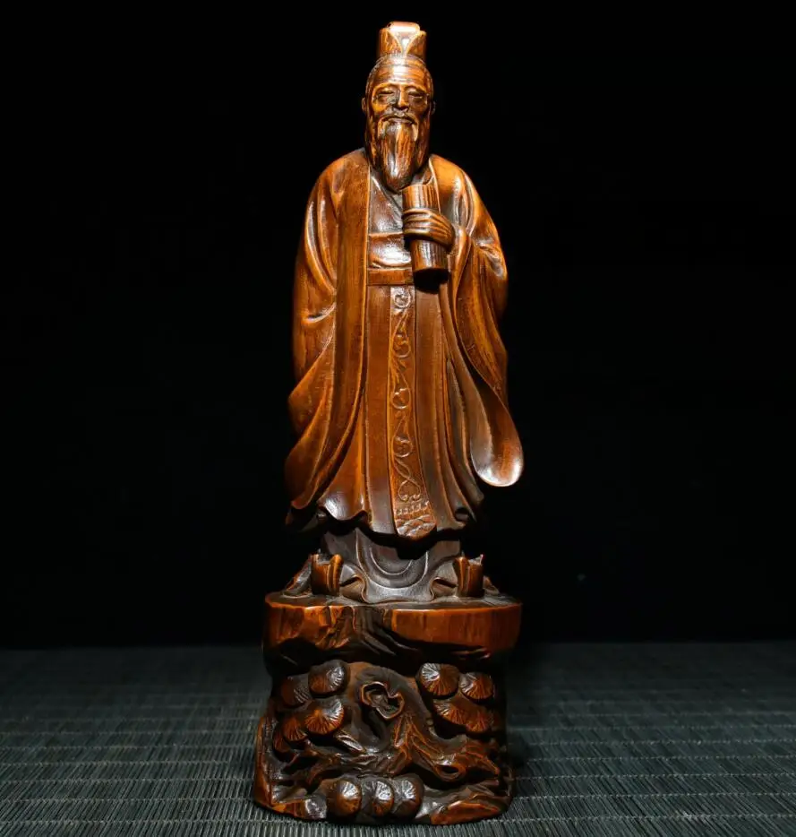 

Archaize seiko Hand-carved boxwood Taoist School Founder Lao tze household decoration crafts statue