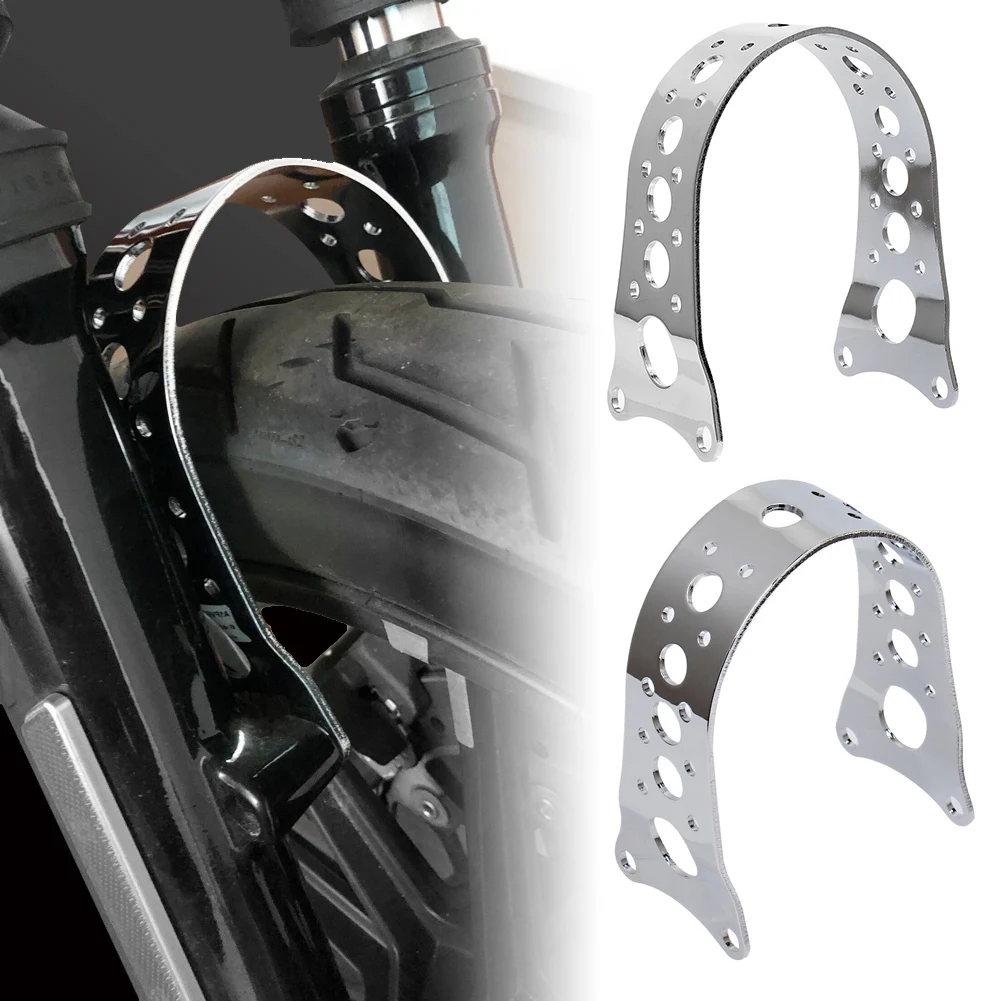 

1 Pcs Motorcycle Chrome Front Fork Brace Tracker Narrow For Harley Sportster XL 883 1200 Dyna FXR FXD 1988-2020
