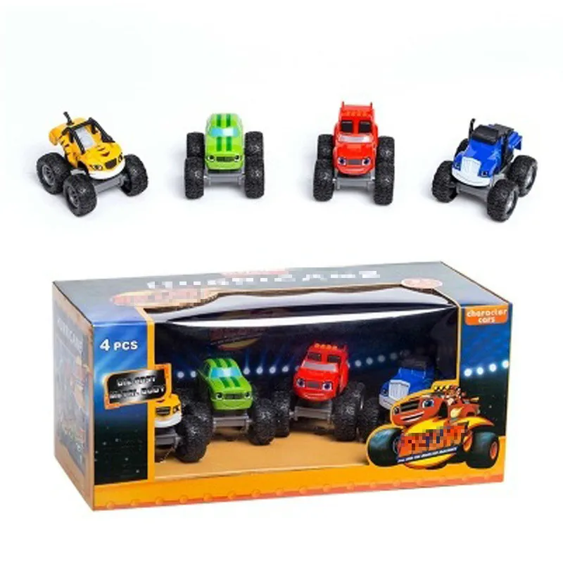 4pcs Monstere Machines Car Toys Russian Miracle Crusher Truck Vehicles Figure Blazed Toys For Children Birthday Gifts