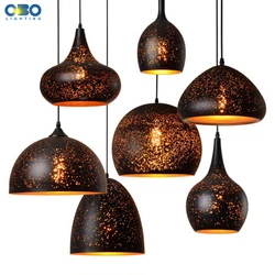 Vintage Pendant Lamp Black Iron Etching Lampshade Bar/Teahouse/Restaurant Indoor Lighting American Creative E27 Pendant Lights