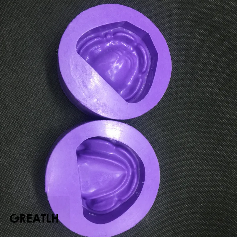 2pcs/set  Dental Plaster Model Mold of Edentulous Jaw Base Silicon Complete Block-purple