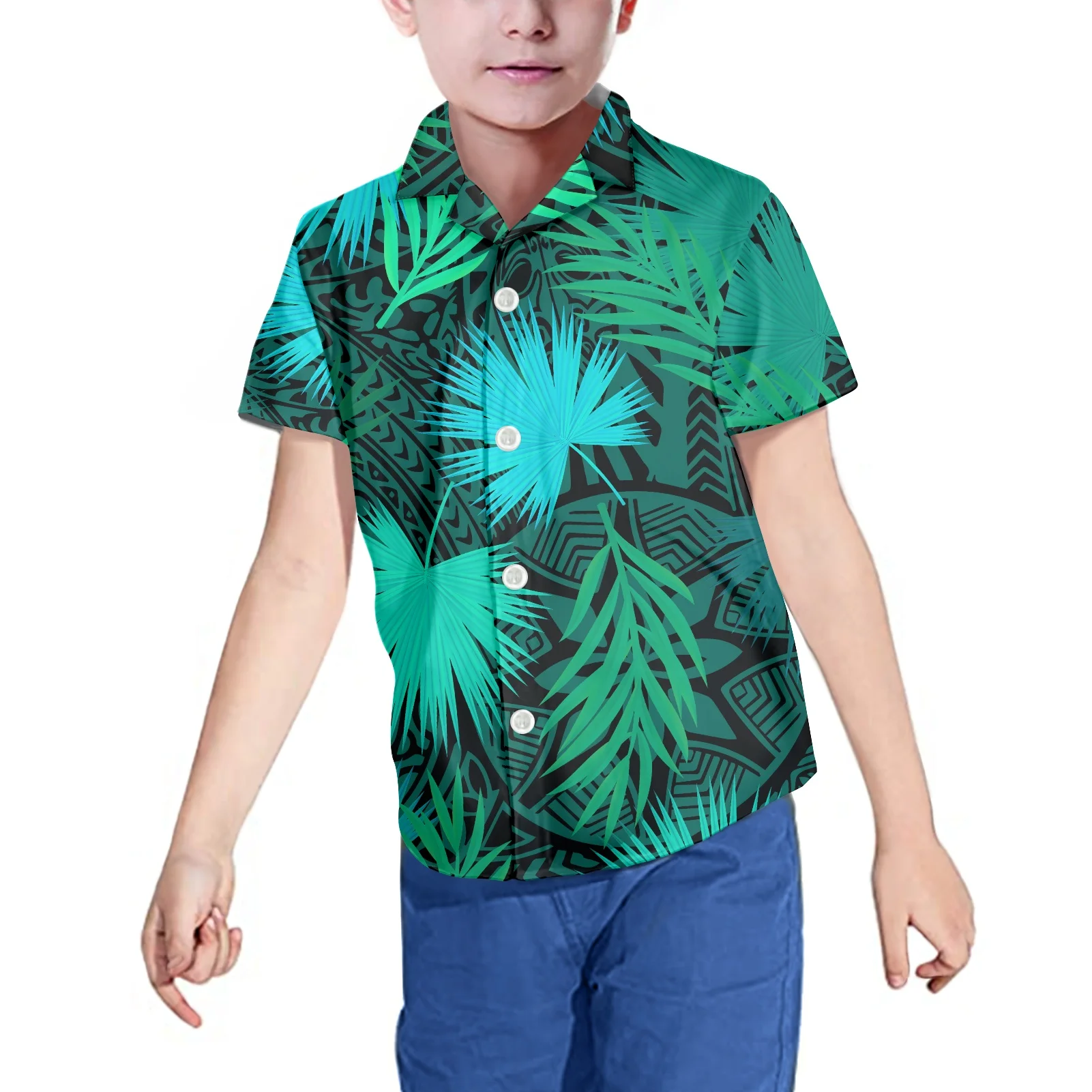 

Hycool Casual Shirt For Boy Hawaii Tropical Leaves Pattern Green Purple Red Boys-clothing Casual Teenage Clothes New Arrivals