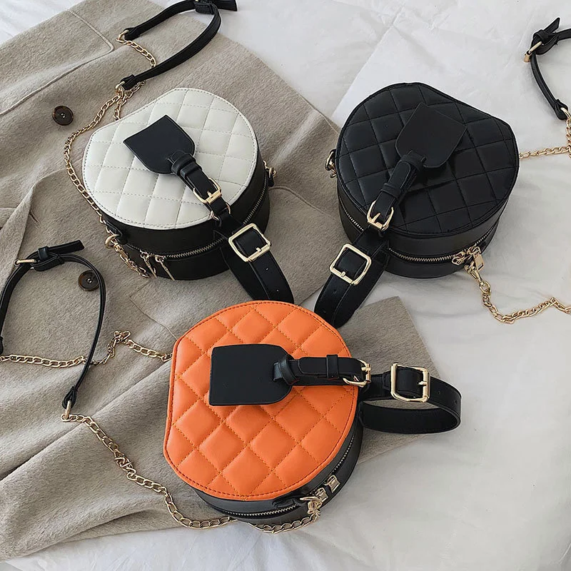 Round Mini PU Leather Crossbody Bags For Women 2023 High Quality Chain Shoulder Bags Fashion Lady Handbags Female Cross Body Bag