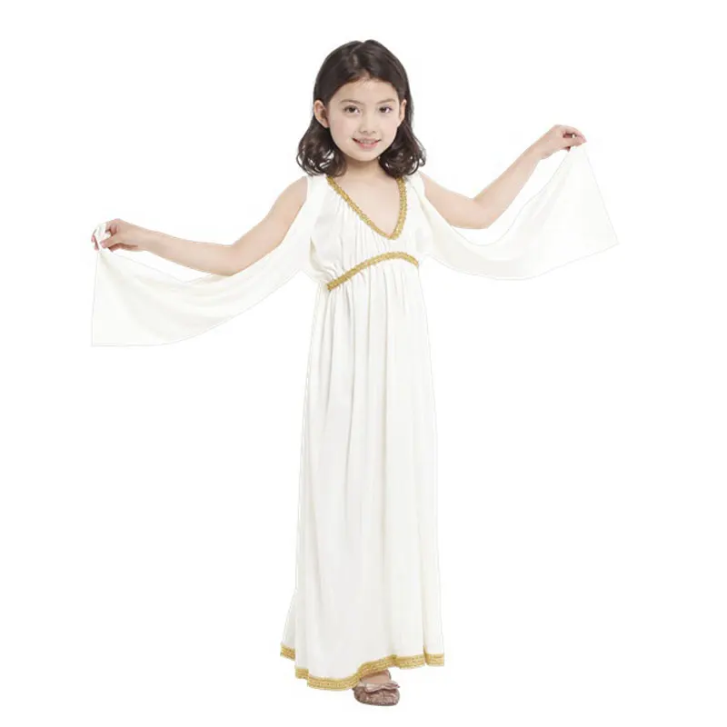 

Kids Child Roman Grecian Greek Athena Goddess Cosplay Costume for Girls Fantasia Infantil Halloween Purim Mardi Gras Party Dress