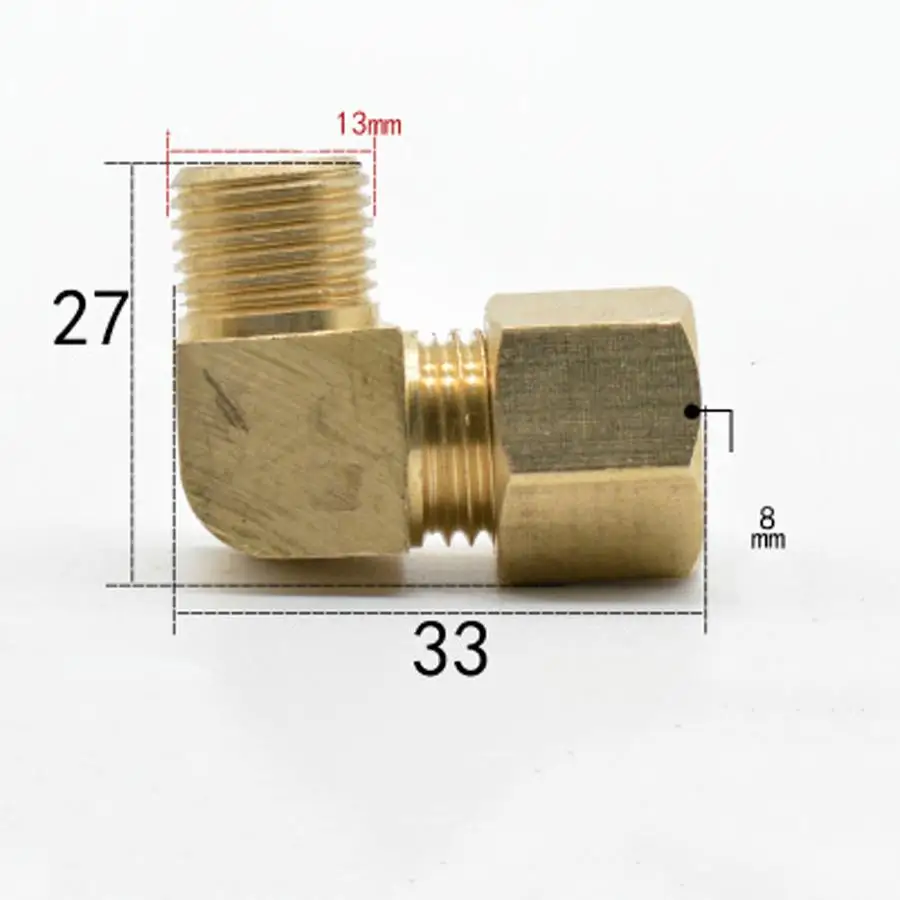 

Fit Copper Tube OD 8mm x 1/4" BSPP Male Brass Compression Union Elbow 90 Degree Fitting Connector Water Gas Oil