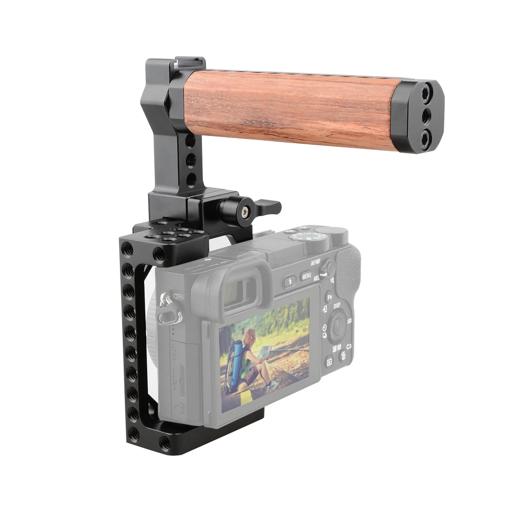 Equipamento da gaiola da câmera de hdrig com punho superior de qr para sony a6000 a6300 a6400 a6500 a6600 4k câmeras dslr câmera gaiola equipamento