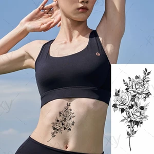 Waterproof Temporary Tattoo Sticker Fashion Flowers Flash Tattoos Rose Peony Body Art Arm Water Transfer Fake Tatoo for Women