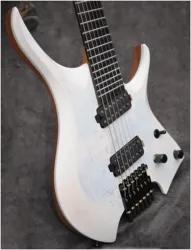 2020 New Fanned frets 7 Strings Headless Electric Guitar White Eye Poplar 5-ply Roasted Maple Neck Ergonomic New bridge