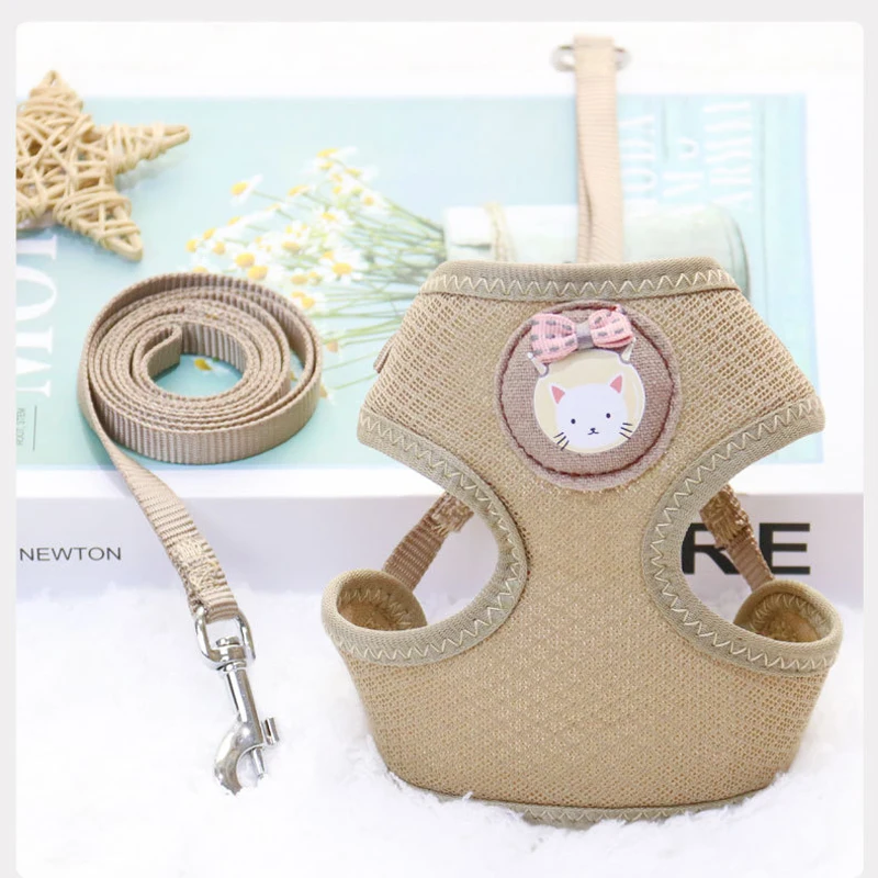 Breathable Cloth Small Dog Harness and Leash Rabbit Chest Strap Newborn Collar Pet Product Small Dog Harness Mini Weight 3-5 kg