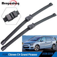 For Citroen C4 Grand Picasso Car Front Windscreen Wiper Blades Soft Rubber Wiper Side Pin & Push Button & Bayonet Arms 2006-2018