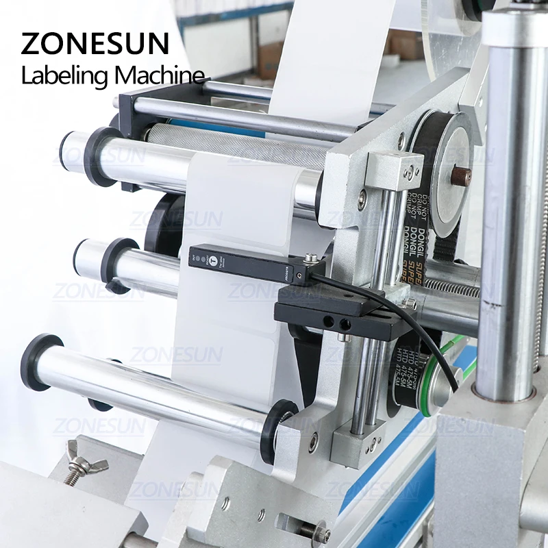 ZONESUN Automatic Bottle Flat Surface Labeling Machine Adhesive Sticker Labeller Can Disinfectan Bottle Label Applicator