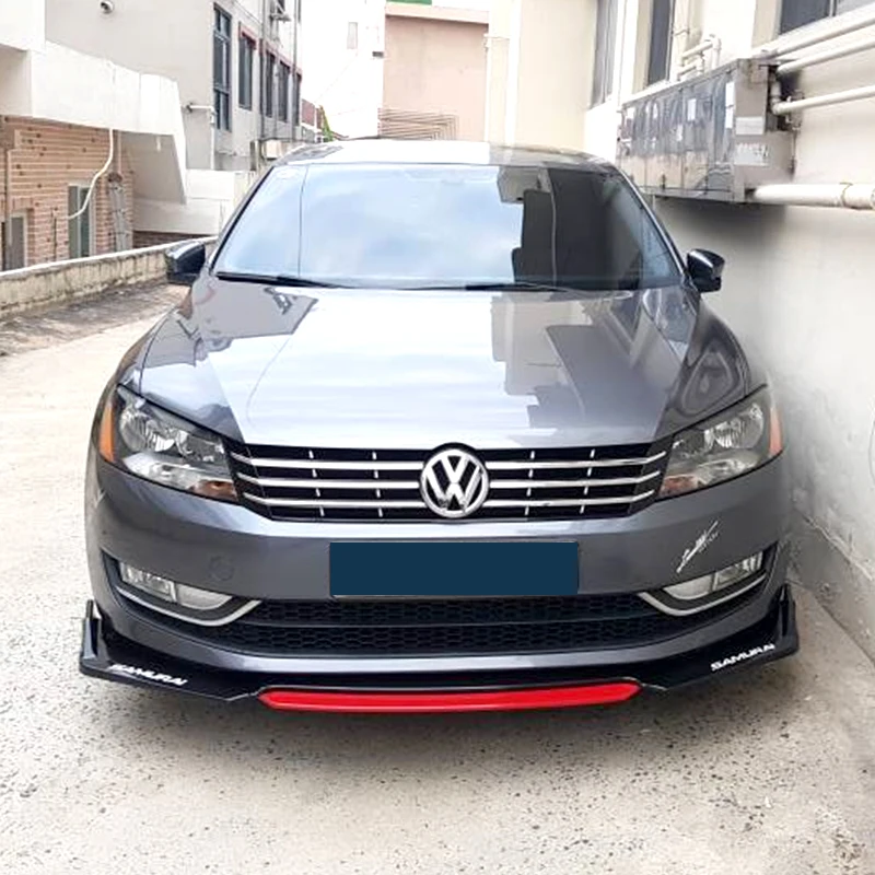 Front Bumper Spoiler Protector Plate Lip Body Kit Carbon Surface Decorative strip Chin Shovel For Volkswagen VW Passat B7