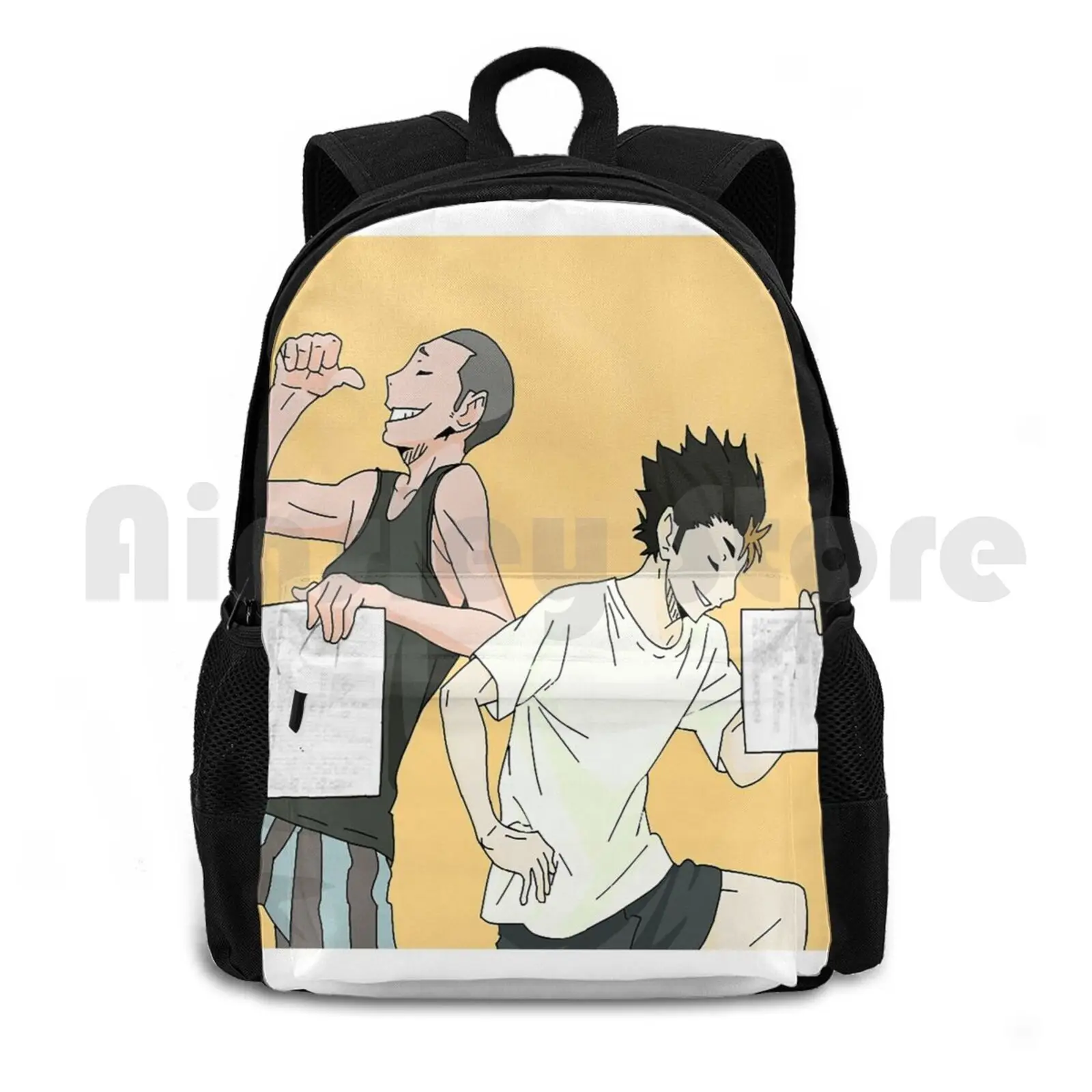 Tanaka And Nishinoya V1 Outdoor Hiking Backpack Waterproof Camping Travel Nishinoya And Tanaka Pray Pray Design Anime Praying