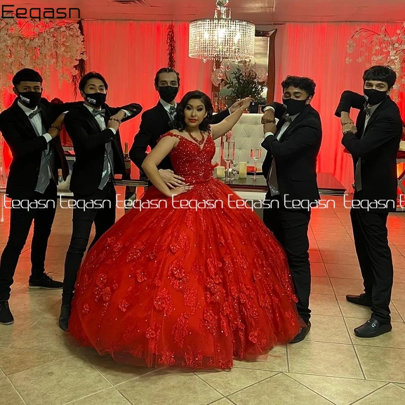 Vestido De quinceañera De princesa Borgoña con cuello en V, encaje, flores, cuentas, espalda descubierta, dulce 16 vestido De baile, Vestidos De graduación De 15 Años personalizados